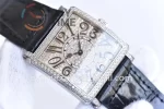 Franck Muller Master Square GF 1:1 Best Edition SS Case Full Diamond Leather Strap Ronda Quartz