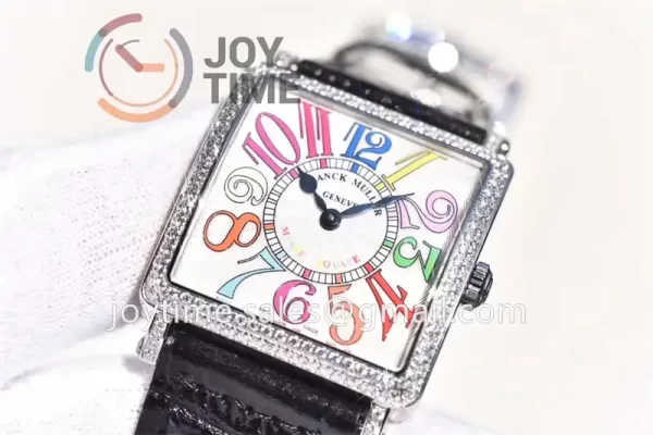 Franck Muller Master Square GF 1:1 Best Edition SS Case Diamond Bezel Leather Strap Ronda Quartz