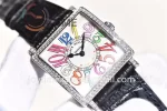 Franck Muller Master Square GF 1:1 Best Edition SS Case Diamond Bezel Leather Strap Ronda Quartz