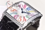 Franck Muller Master Square GF 1:1 Best Edition SS Case Diamond Bezel Leather Strap Ronda Quartz