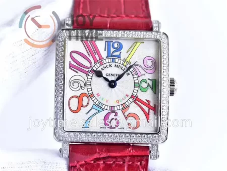 Franck Muller Master Square GF 1:1 Best Edition SS Case Diamond Bezel Leather Strap Ronda Quartz