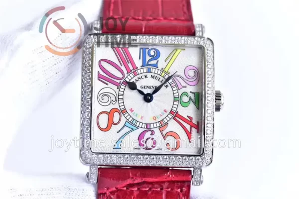 Franck Muller Master Square GF 1:1 Best Edition SS Case Diamond Bezel Leather Strap Ronda Quartz