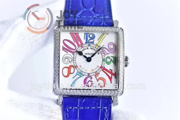 Franck Muller Master Square GF 1:1 Best Edition SS Case Diamond Bezel Leather Strap Ronda Quartz