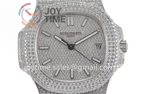 Patek Philippe Nautilus 5711 R8F 1:1 Best Edition Full Diamond SS Diamonds Bracelet  A324