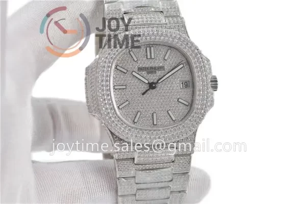 Patek Philippe Nautilus 5711 R8F 1:1 Best Edition Full Diamond SS Diamonds Bracelet  A324