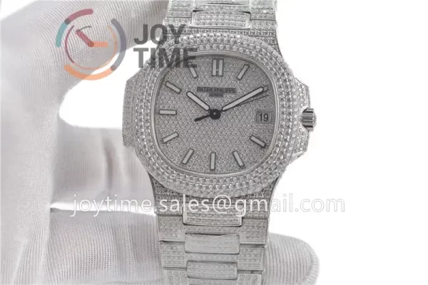 Patek Philippe Nautilus 5711 R8F 1:1 Best Edition Full Diamond SS Diamonds Bracelet  A324