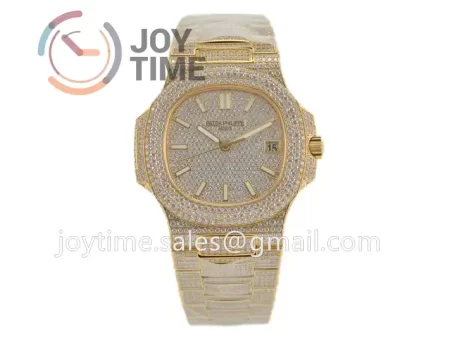 Patek Philippe Nautilus 5711 R8F 1:1 Best Edition Full Diamond YG Diamonds Bracelet  A324