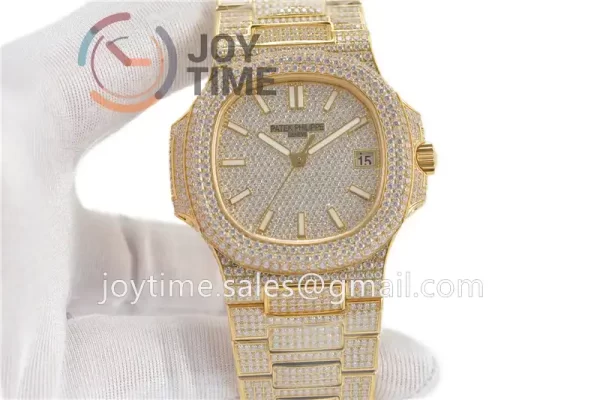 Patek Philippe Nautilus 5711 R8F 1:1 Best Edition Full Diamond YG Diamonds Bracelet  A324