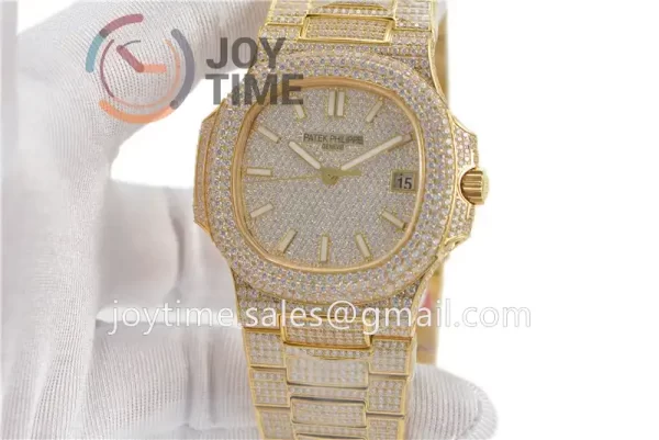 Patek Philippe Nautilus 5711 R8F 1:1 Best Edition Full Diamond YG Diamonds Bracelet  A324