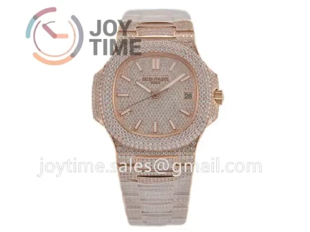 Patek Philippe Nautilus 5711 R8F 1:1 Best Edition Full Diamond RG Diamonds Bracelet  A324