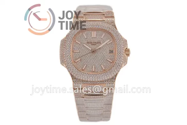 Patek Philippe Nautilus 5711 R8F 1:1 Best Edition Full Diamond RG Diamonds Bracelet  A324