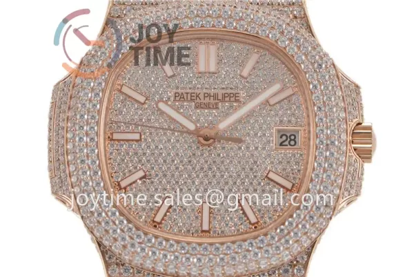 Patek Philippe Nautilus 5711 R8F 1:1 Best Edition Full Diamond RG Diamonds Bracelet  A324