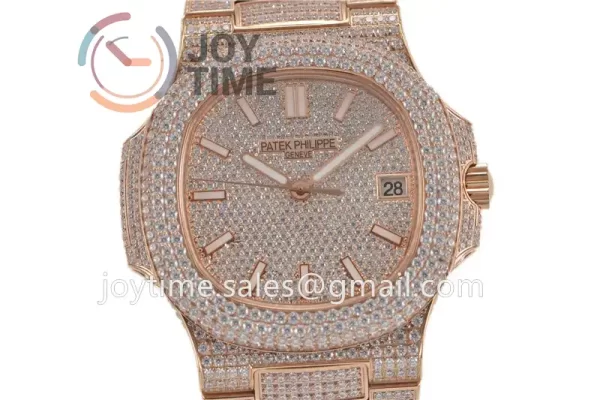 Patek Philippe Nautilus 5711 R8F 1:1 Best Edition Full Diamond RG Diamonds Bracelet  A324