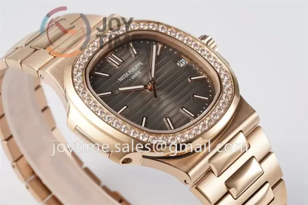 Patek Philippe Nautilus 5711 PPF 1:1 Best Edition RG Case Diamond Bezel RG Strap A324 V4