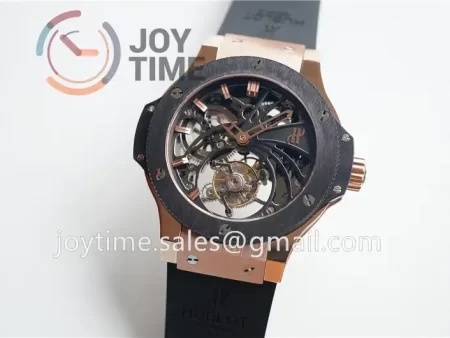 Hublot Big Bang 1:1 Best Edition RG Case Ceramic Bezel Rubber Strap Tourbillon