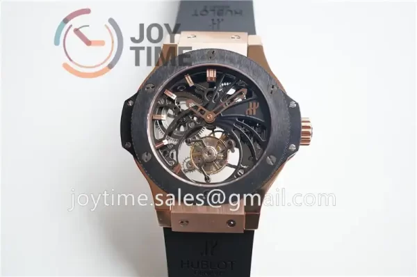 Hublot Big Bang 1:1 Best Edition RG Case Ceramic Bezel Rubber Strap Tourbillon