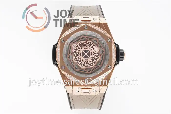 Hublot Big Bang Unico Sang Bleu 1:1 Best Edition 45mm RG Case Diamond Bezel Rubber Strap HUB1213