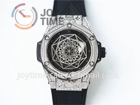 Hublot Big Bang Unico Sang Bleu HBF 1:1 Best Edition 45mm SS Case Full Diamond Rubber Strap HUB1213