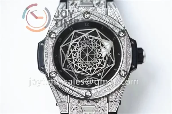 Hublot Big Bang Unico Sang Bleu HBF 1:1 Best Edition 45mm SS Case Full Diamond Rubber Strap HUB1213