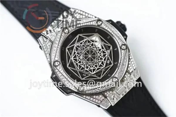 Hublot Big Bang Unico Sang Bleu HBF 1:1 Best Edition 45mm SS Case Full Diamond Rubber Strap HUB1213