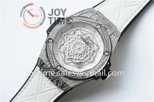 Hublot Big Bang Unico Sang Bleu HBF 1:1 Best Edition 45mm SS Case Full Diamond Rubber Strap HUB1213