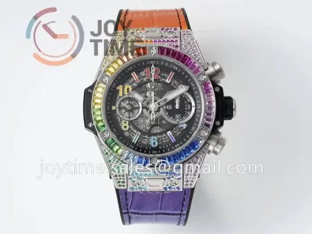 Hublot Big Bang Unico ZF 1:1 Best Edition 45mm SS Case Full Diamond Rubber Strap A1220