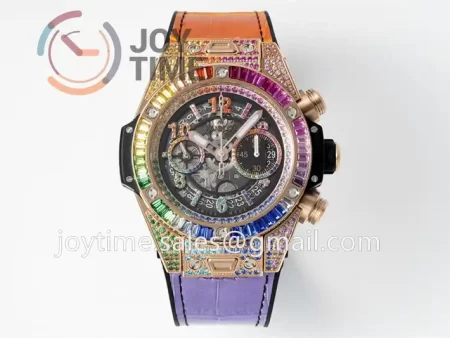 Hublot Big Bang Unico ZF 1:1 Best Edition 45mm RG Case Full Diamond Rubber Strap A1220