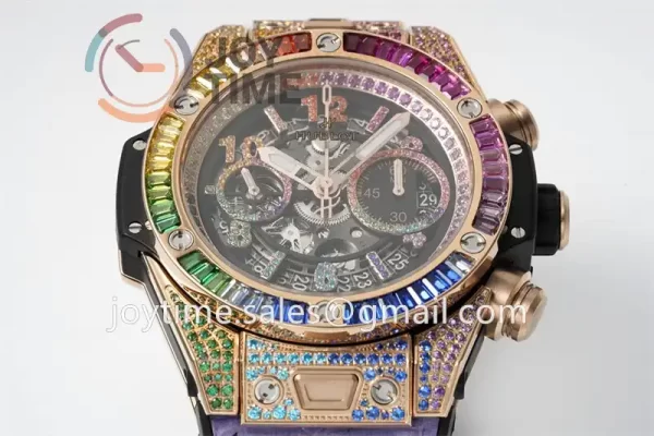 Hublot Big Bang Unico ZF 1:1 Best Edition 45mm RG Case Full Diamond Rubber Strap A1220