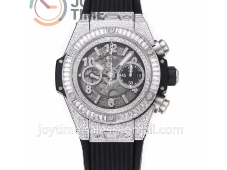 Hublot Big Bang Unico ZF 1:1 Best Edition 45mm SS Case Full Diamond Rubber Strap A1220