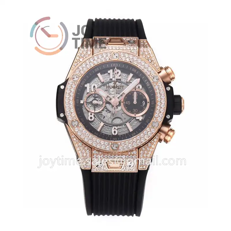 Hublot Big Bang Unico ZF 1:1 Best Edition 45mm RG Case Full Diamond Rubber Strap A1220