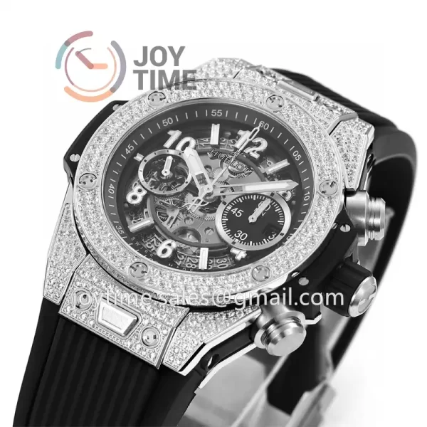 Hublot Big Bang Unico ZF 1:1 Best Edition 45mm SS Case Full Diamond Rubber Strap A1220