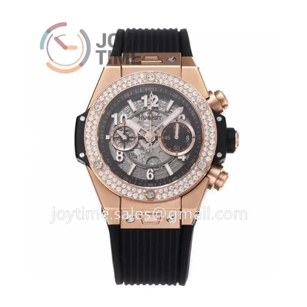 Hublot Big Bang Unico ZF 1:1 Best Edition 45mm RG Case Diamond Bezel Rubber Strap A1220