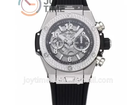 Hublot Big Bang Unico ZF 1:1 Best Edition 45mm SS Case Diamond Bezel Rubber Strap A1220