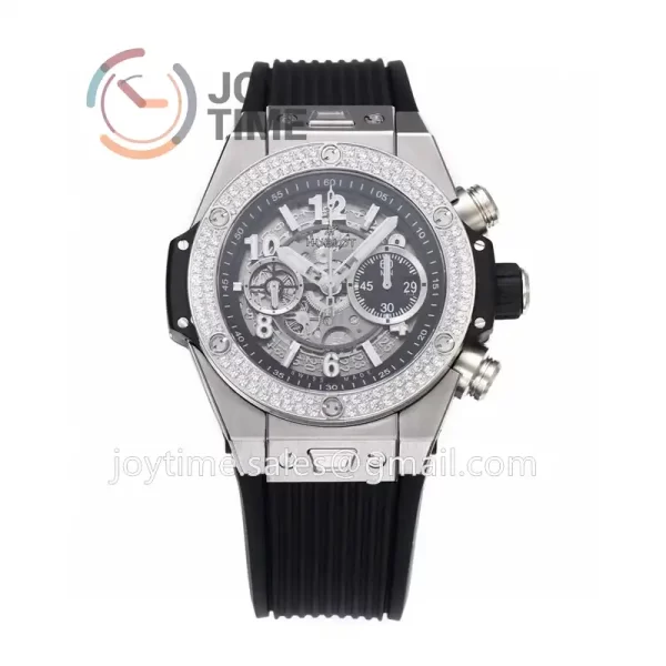 Hublot Big Bang Unico ZF 1:1 Best Edition 45mm SS Case Diamond Bezel Rubber Strap A1220