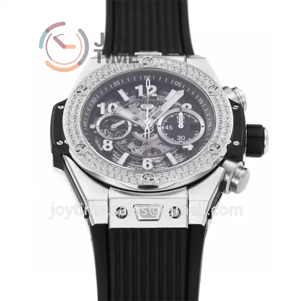 Hublot Big Bang Unico ZF 1:1 Best Edition 45mm SS Case Diamond Bezel Rubber Strap A1220