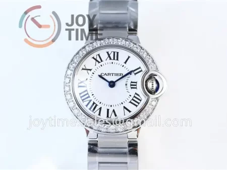 Cartier Ballon Bleu V6F 1:1 Best Edition SS 28mm Diamond Bezel SS Bracelet Quartz