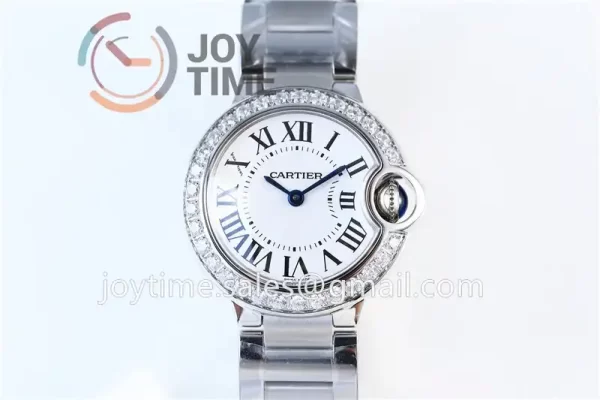 Cartier Ballon Bleu V6F 1:1 Best Edition SS 28mm Diamond Bezel SS Bracelet Quartz