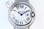 Cartier Ballon Bleu V6F 1:1 Best Edition SS 28mm Diamond Bezel SS Bracelet Quartz