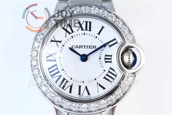 Cartier Ballon Bleu V6F 1:1 Best Edition SS 28mm Diamond Bezel SS Bracelet Quartz