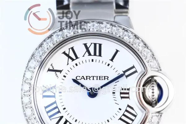 Cartier Ballon Bleu V6F 1:1 Best Edition SS 28mm Diamond Bezel SS Bracelet Quartz