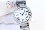 Cartier Ballon Bleu V6F 1:1 Best Edition SS 28mm Diamond Bezel SS Bracelet Quartz