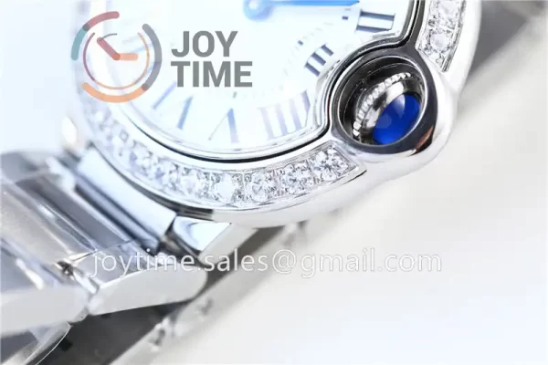 Cartier Ballon Bleu V6F 1:1 Best Edition SS 28mm Diamond Bezel SS Bracelet Quartz