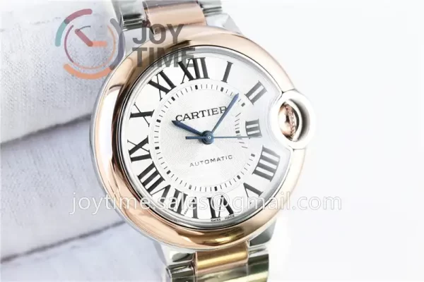 Cartier Ballon Bleu V6F 1:1 Best Edition SS 33mm RG Bezel SS/RG Bracelet NH05A