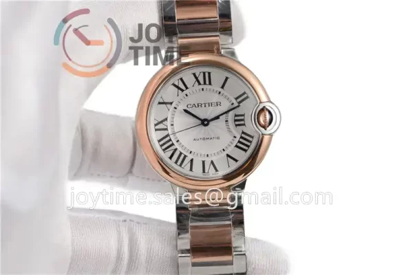 Cartier Ballon Bleu V6F 1:1 Best Edition SS 36mm RG Bezel SS/RG Bracelet NH05A