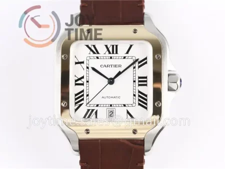 Cartier Santos de Cartier V6F 1:1 Best Edition SS 40mm YG Bezel Leather Strap A1847