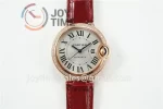 Cartier Ballon Bleu V6F 1:1 Best Edition RG 36mm Diamond Bezel Leather Strap NH05A