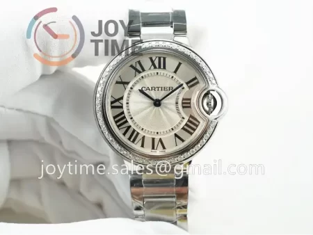 Cartier Ballon Bleu V6F 1:1 Best Edition SS 28mm Diamond Bezel SS Bracelet Quartz