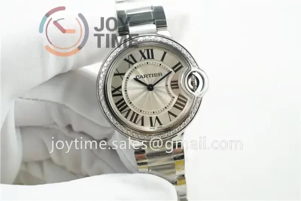 Cartier Ballon Bleu V6F 1:1 Best Edition SS 28mm Diamond Bezel SS Bracelet Quartz