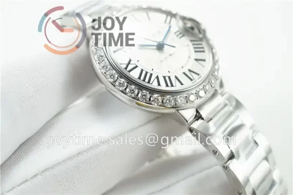 Cartier Ballon Bleu V6F 1:1 Best Edition SS 33mm Diamond Bezel SS Bracelet NH05A