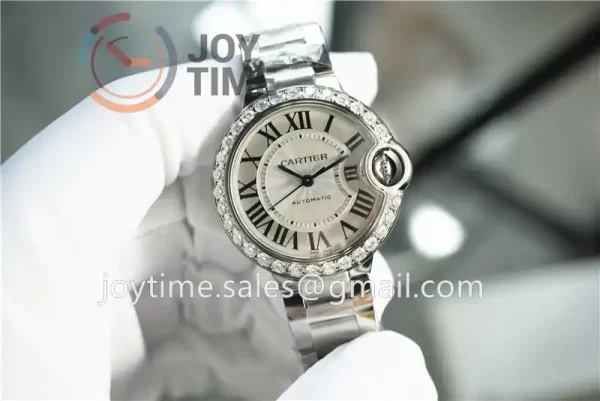 Cartier Ballon Bleu V6F 1:1 Best Edition SS 33mm Diamond Bezel SS Bracelet NH05A